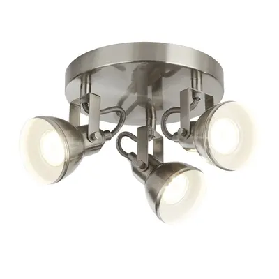 Searchlight Focus Lights Satin Silver Industrial Spotlight Disc Ceiling Light