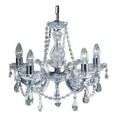 5 Arm Crystal Glass Chandelier In Chrome