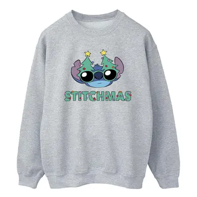 (4XL, Sports Grey) Disney Mens Lilo & Stitch Stitchmas Glasses Sweatshirt