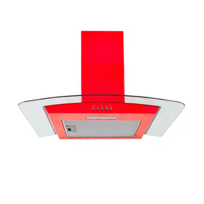 SIA CGH60RD 60cm Red Curved Glass Chimney Cooker Hood Kitchen Extractor Fan