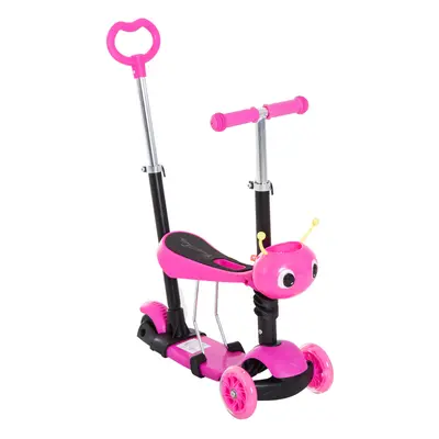 Homcom Kids' 5-in-1 Kick Scooter | Adjustable Pink Kids' Scooter