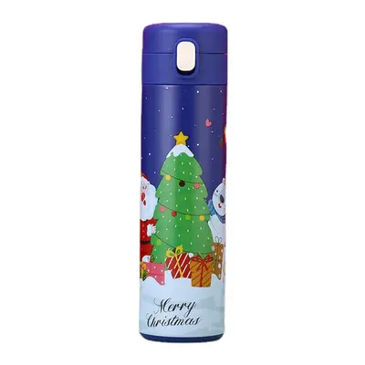 (Blue) 500ml Christmas Vacuum thermos LCD Temperature Display Water Bottle Stainless Steel Doubl