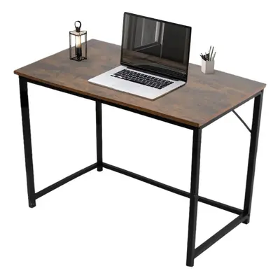 Rustic Desk Brown Small with Black Coated Metal Frame - Versatile , Gaming Desk, and Dressing Ta