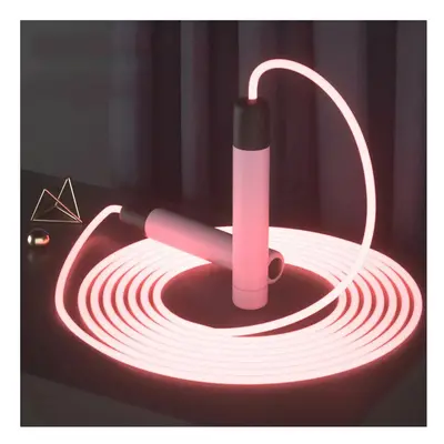 (Pink) Fitness Jump Rope Light-up Adjustable Jump Rope Training Equipment Body Test Training Exe