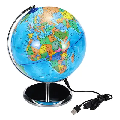 (LED Version) 8inch Stand Rotating World Globe Map Kids Toy School Student Educational Gift