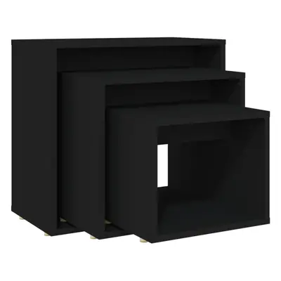 (black) vidaXL Nesting Tables Living Room Side Table End Table pcs Engineered Wood