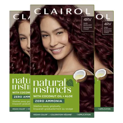 Clairol Natural Instincts Demi-Permanent Hair Dye 4RV Dark Burgundy Hair Color Pack of