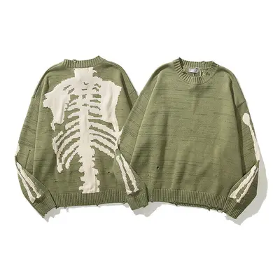 Knitting KAPITAL Skull Sweater Men Women Large Skeleton Graphic KAPITAL Sweater Vintage Destroye