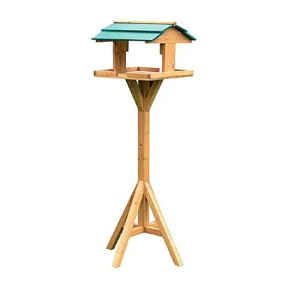 Kingfisher BF009 Traditional Wooden Bird Feed Table with Green Roof