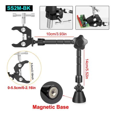 (SS2M-BK) Magnetic Base Soldering Welding Third Hand PCB Holder with 3X LED Illuminated Magnifie