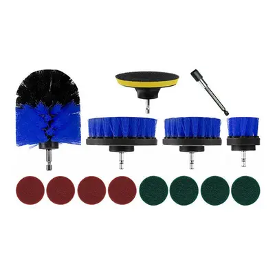 (Blue) 14pcs Drill Brush Tub Clean Electric Grout Power Scrubber Cleaning Tool Kit