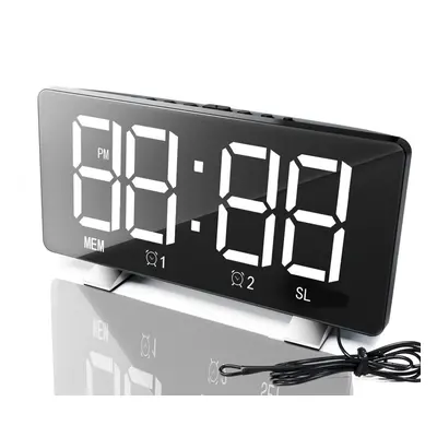 (White) New LED Radio Alarm Clock Creative Snooze Electronic Clock USB Charging Digital Desk Clo