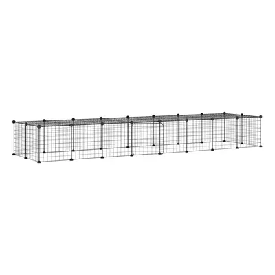 (36-panel with door, 4.3 cm) vidaXL Pet Cage with Door Black Steel Rabbit Hutch 1.5 cm/4.3 cm Mu