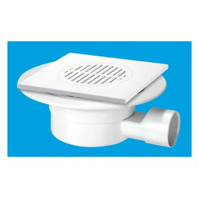 McAlpine VSG1T6WH Valve Shower Gully, Tile with removable Grid, 1Â½" Horizontal Outlet