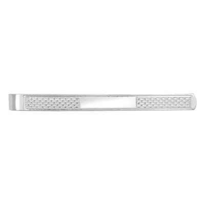 Jewelco London Men's Rhodium Plated Sterling Silver Engine Turned ID Bar Slide-on Tie Clip - ACL