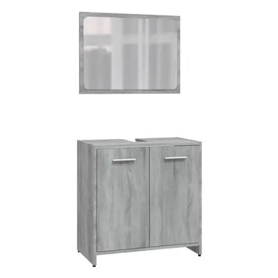 (grey sonoma) vidaXL Bathroom Furniture Set Chipboard Storage Unit Cabinet Multi Colours