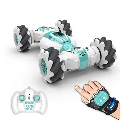 (Green) 2.4G Remote Control Gesture Sensor All-Terrain Toy Double Sided Rotating Off Road Flips 