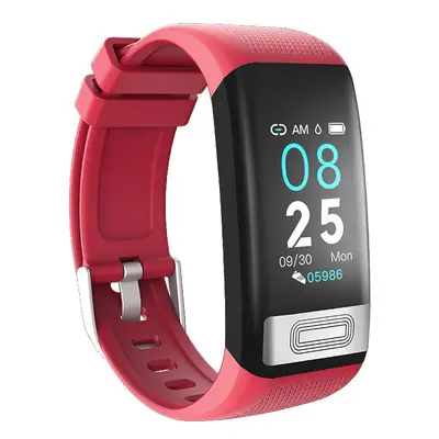 (Red) CG Heart Rate Blood Pressure Monitor 1.14inch Brightness Control USB Charging IP67 Waterpr