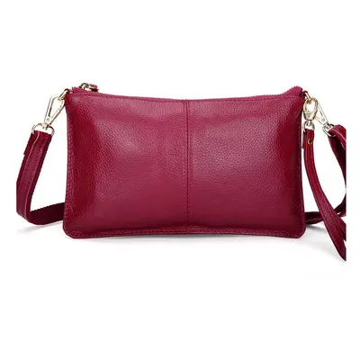 (Wine Red) Women Genuine Leather Day Clutches Candy Color Bags Women's Fashion Crossbody Bags Sm