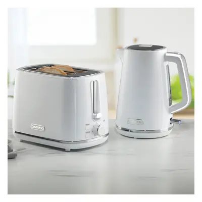 (White) Daewoo Stirling Jug Kettle and Toaster Bundle Set 1.7L Rapid Boil Slice