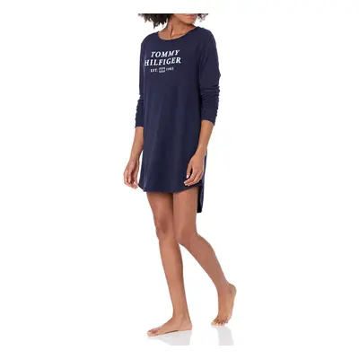 Tommy Hilfiger Women's Long Sleeve Graphic Night Shirt Pajama Peacoat