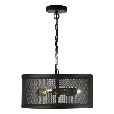 Searchlight Fishnet Light Drum Pendant Matt Black