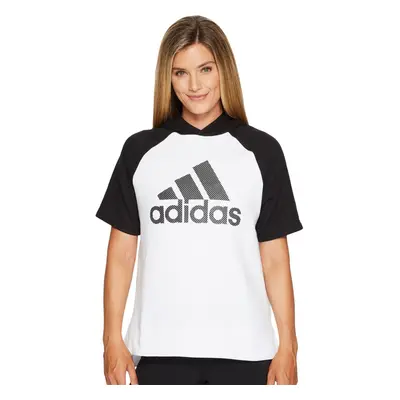 adidas Women's Athletics Fashion Full Zip Short Sleeve Hoodie White/B