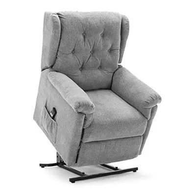 (Grey) Barnsley Fabric Electric Rise Recliner Sofa Armchair