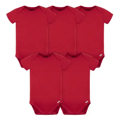 gerber unisex baby Pack Onesies Multi-packs Bundle Interlock gsm Shirt, Red, Months US