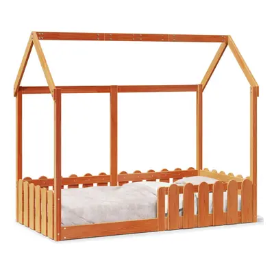 (wax brown, x cm) vidaXL Kids' House Bed Frame Home Bedstead Children Bed Base Solid Wood Pine