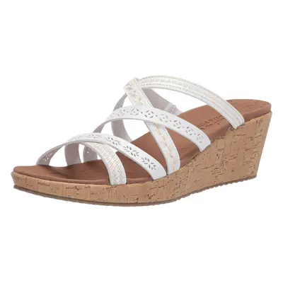 Skechers Women's Beverlee-Tiger Posse Wedge Sandal White