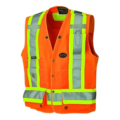 Pioneer High Visibility Woven Surveyor Safety Vest with Mesh Vents Re