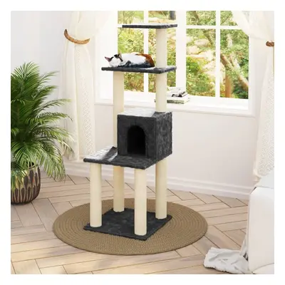 vidaXL Cat Tree with Sisal Scratching Posts Dark Grey Cat Furniture Play Tower