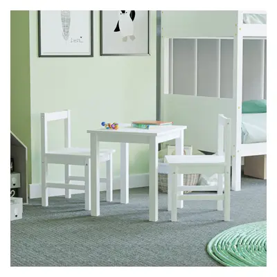 (White) Pisces Table and Chairs Set Kids Desk Playroom Pine