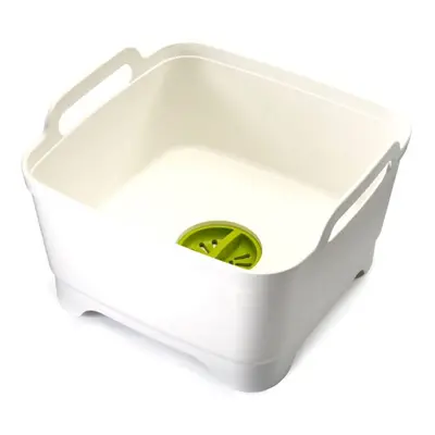 Joseph Joseph Wash & Drain Kitchen Washing Up Bowl with Handles and Draining Plug, Litres, White