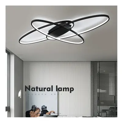 Black Minimalistic Oval LED Semi Flush Ceiling Light