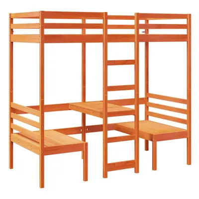 (wax brown, x 190cm cm) vidaXL Loft Bed Frame with Desk and Chairs Children's Bunk Bed Solid Woo