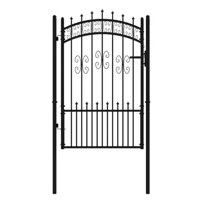 (103 x cm) vidaXL Fence Gate with Spear Top Black Powder-coated Steel Fence Multi Sizes