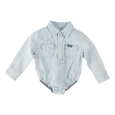 Wrangler Baby Boys Western Long Sleeve Denim Bodysuit Faded Blue