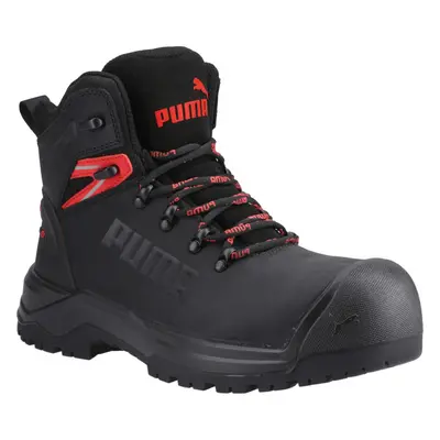 (11 UK, Black/Red) Puma Safety Mens Iron Leather Heavy Duty Safety Boots