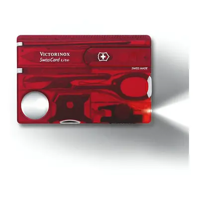 (red) Victorinox Swiss Card Lite - functions swisscard tool with white LED light