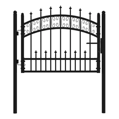 (103 x cm) vidaXL Fence Gate with Spear Top Black Powder-coated Steel Fence Multi Sizes