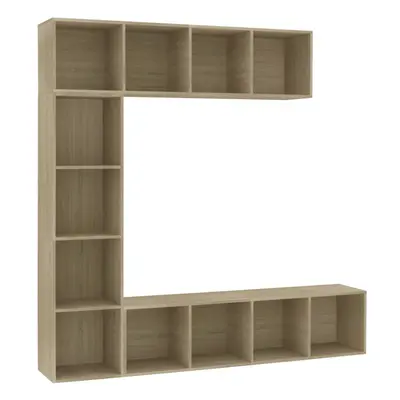 vidaXL Piece Book/TV Cabinet Set Sonoma Oak Display Stand Storage Organiser