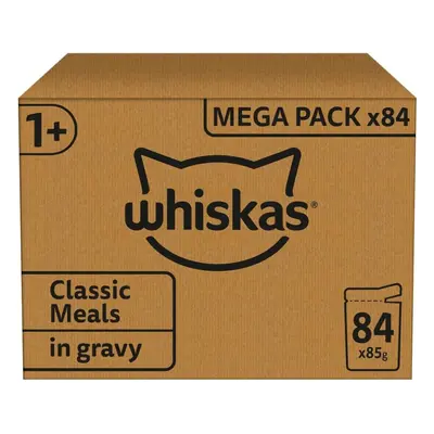 Whiskas 1+ Adult Classic Selection in Gravy Pouches, Adult Wet Cat Food, Megapack (84 x g)