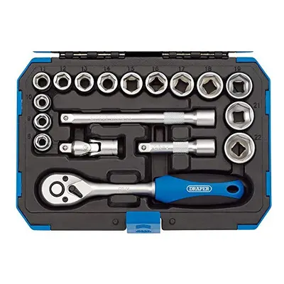 Draper Piece Metric Socket Set with Ratchet Tool & Case - 3/8" Square Drive - DIY Home Professio