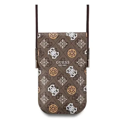 Guess PU 4G Peony Multicolour Universal Phone Pouch with Strap and Card Slot Brown - GUOWBP4PEWP