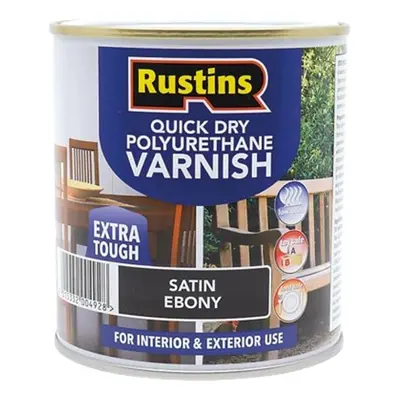 (2.5 Litre) Rustins Quick Dry Polyurethane Varnish Extra Tough Satin Ebony