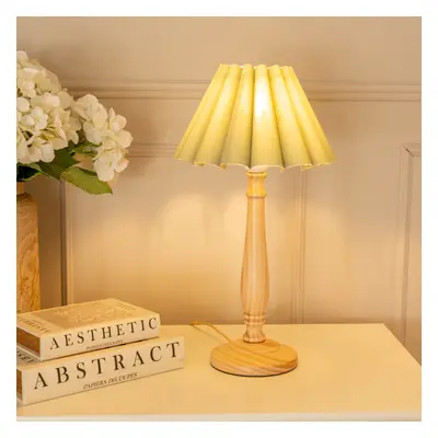 ValueLights Victoria Wooden Sage Scallop Taper Shade Table Lamp & Bulb