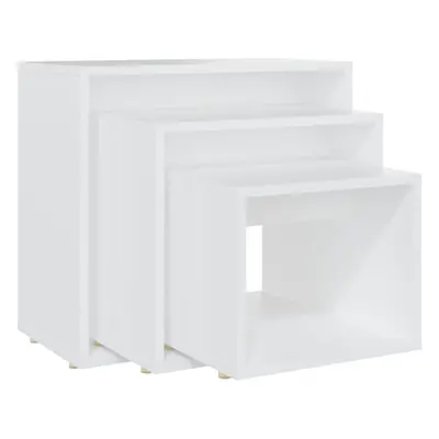 (white) vidaXL Nesting Tables Living Room Side Table End Table pcs Engineered Wood