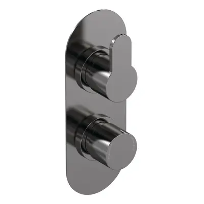 Pride Round Concealed Twin Thermostatic Shower Valve (1 Outlet) - Brushed Pewter - Balterley